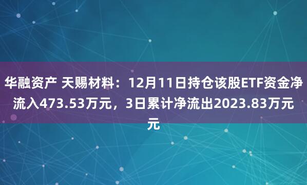 华融资产 天赐材料：12月11日持仓该股ETF资金净流入473.53万元，3日累计净流出2023.83万元